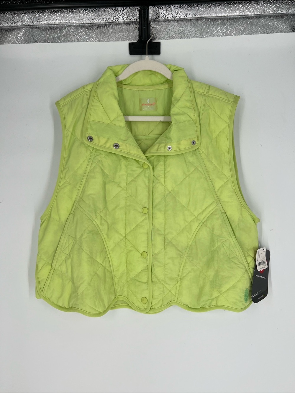 Free People Movement Quinn Lime Green Quilted Windbreaker Athletic Vest S NWT